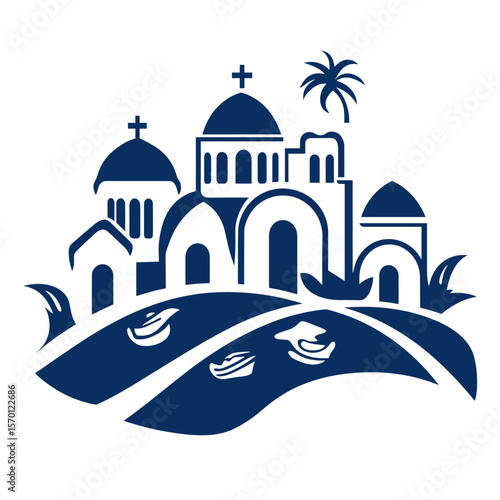 A line LOGO with Santorini as the main body