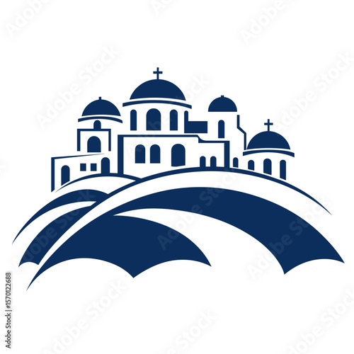 A line LOGO with Santorini as the main body