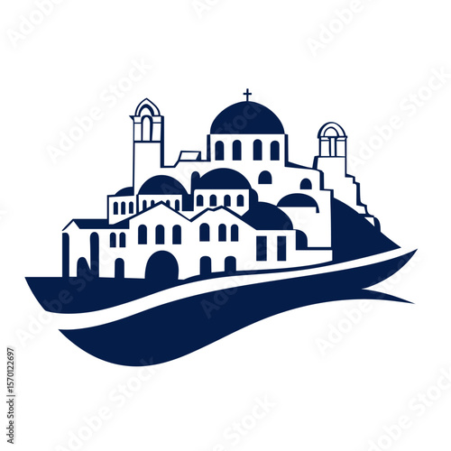 A line LOGO with Santorini as the main body