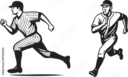 Baseball Player Running with Bat Silhouette