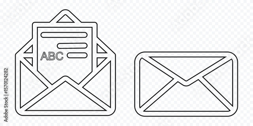 email icon for illustration. Mail or email icon set. Envelope symbol with letter. Vector illustration and PNG transparent. eps 10