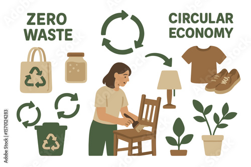 Zero waste and circular economy set involves upcycling or reusing old items