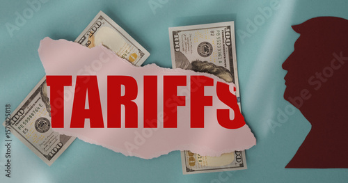 Obraz na plátně Tariffs sighn US policy, global economy trade sanctions