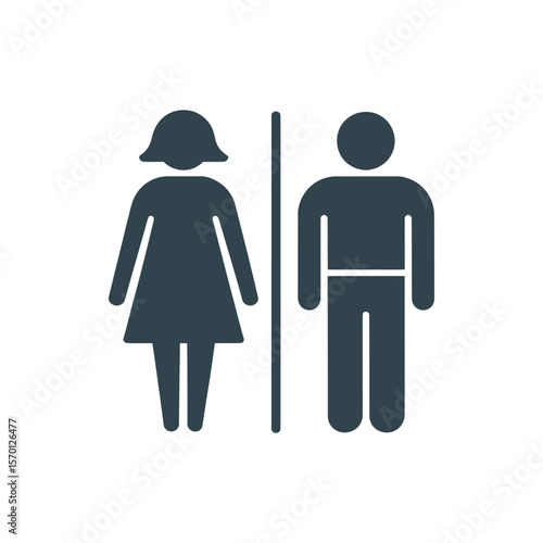 Restroom Sign Indicating Male and Female Toilets for Navigation in Public Spaces with a Simple Icon