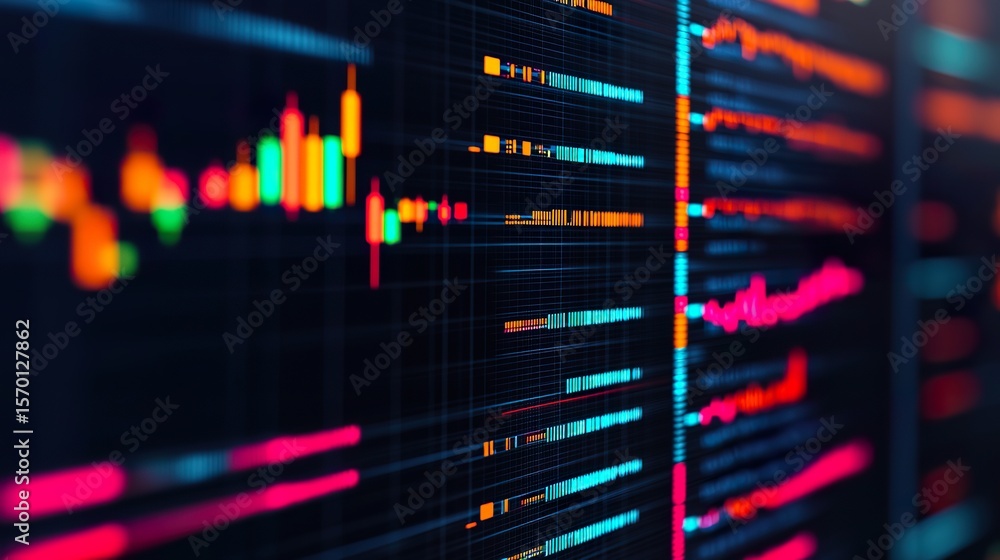 Fototapeta premium Financial data displayed on a transparent screen, futuristic interface