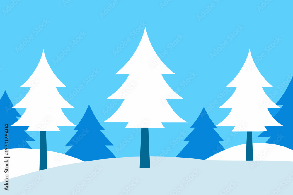 Obraz premium Snow Covered Forest Under Pale Blue Sky