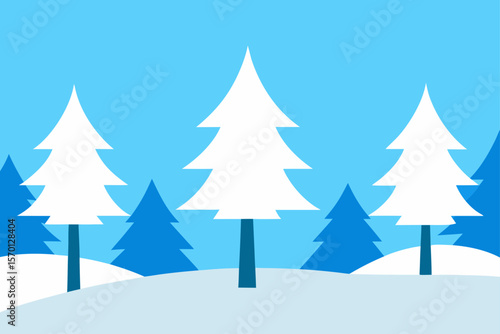 Snow Covered Forest Under Pale Blue Sky
