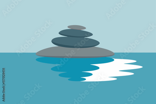 Stacked Stones with Water Reflection Aesthetic