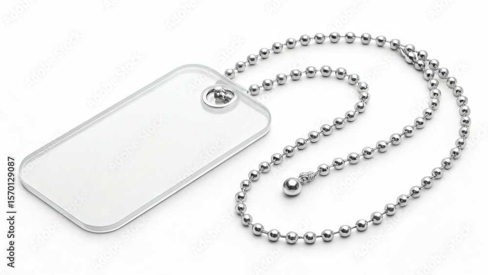 Fototapeta premium Transparent Plastic Tag with Frosted Finish on White Background 