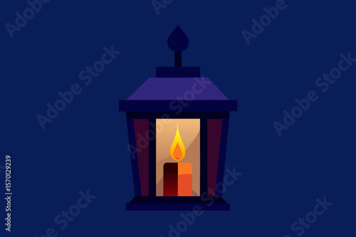 Glowing Candle Lantern in Dusk Setting