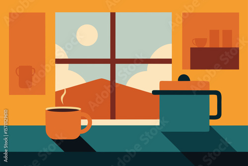 Warm Kitchen Scene with Morning Light