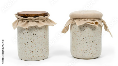 Minimalist storage jar with earthy textures.