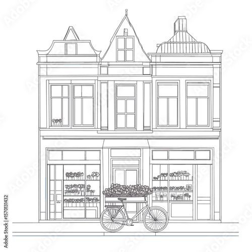 Charming Bicycle with Flower Box in Front of Boutique