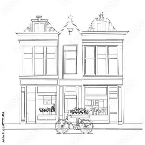 Charming Bicycle with Flower Box in Front of Boutique