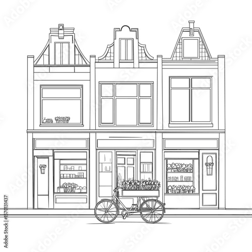 Charming Bicycle with Flower Box in Front of Boutique