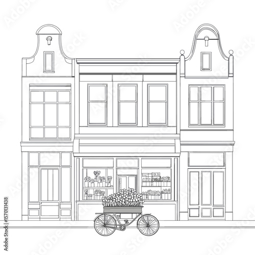 Charming Bicycle with Flower Box in Front of Boutique