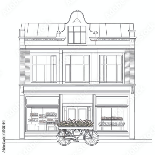 Charming Bicycle with Flower Box in Front of Boutique