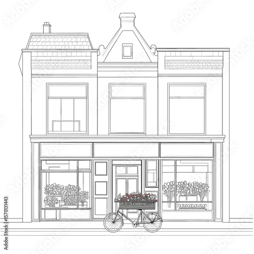 Charming Bicycle with Flower Box in Front of Boutique