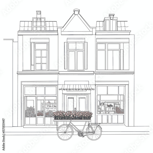 Charming Bicycle with Flower Box in Front of Boutique
