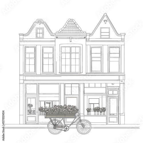 Charming Bicycle with Flower Box in Front of Boutique