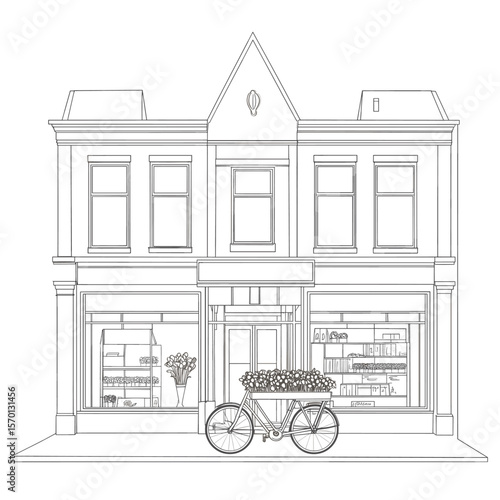 Charming Bicycle with Flower Box in Front of Boutique