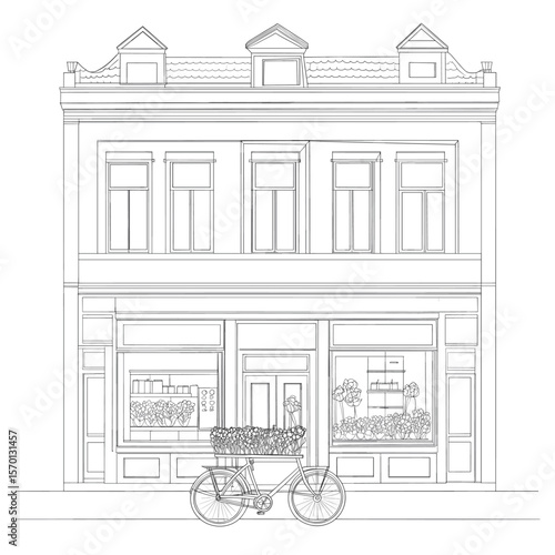 Charming Bicycle with Flower Box in Front of Boutique