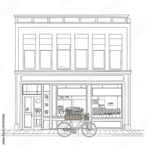 Charming Bicycle with Flower Box in Front of Boutique