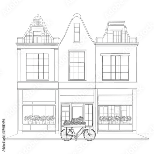 Charming Bicycle with Flower Box in Front of Boutique