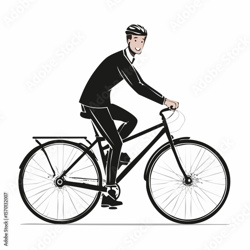 Young Man riding a bicycle image vector isolated on white background.