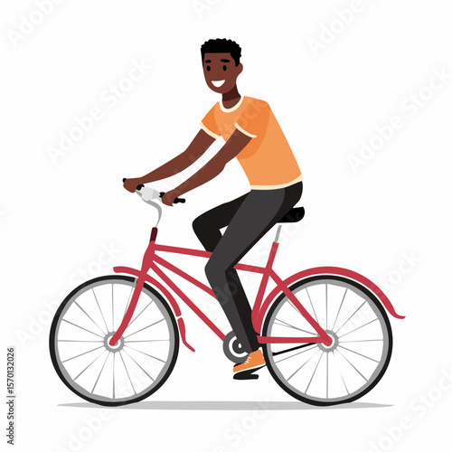 Young Man riding a bicycle image vector isolated on white background.