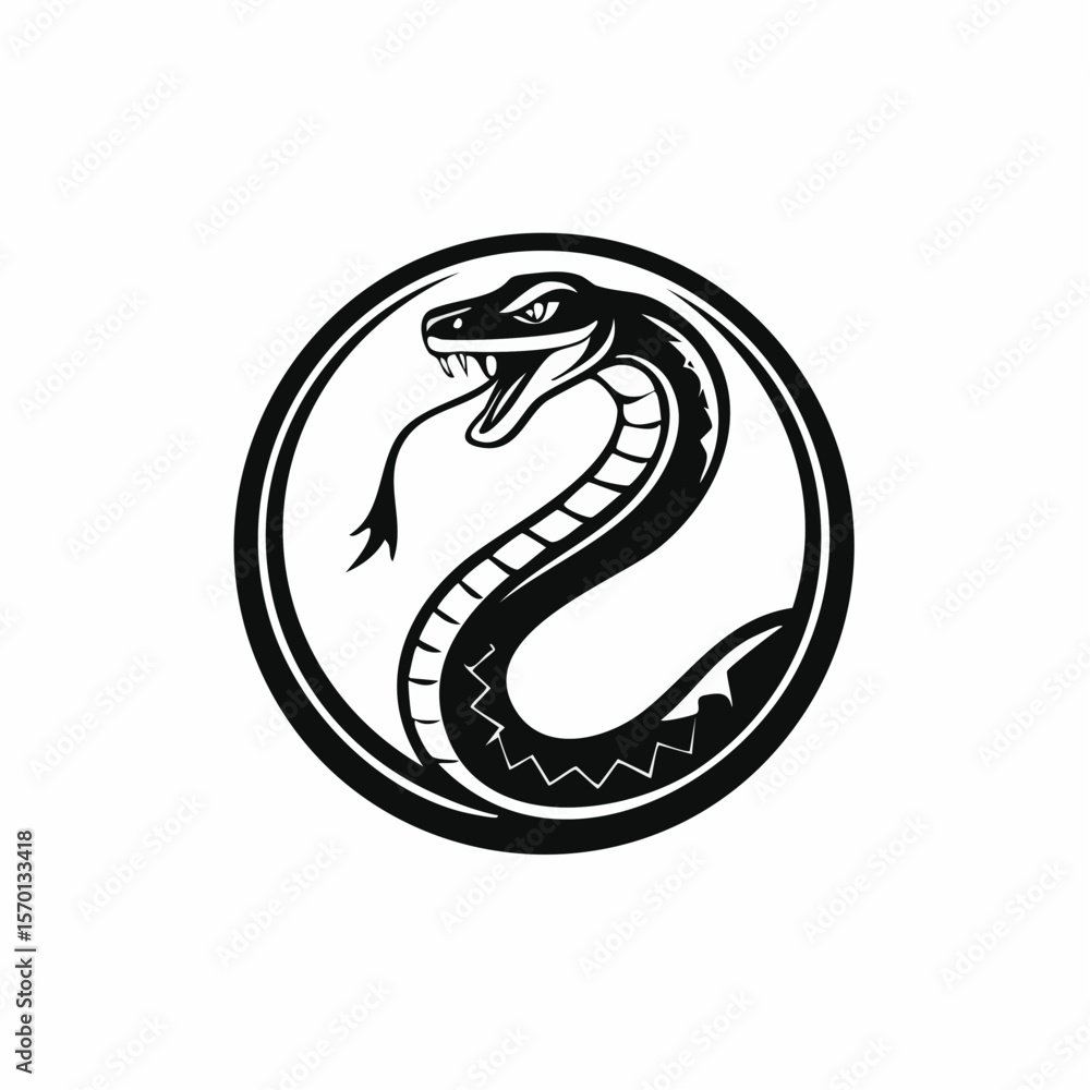 Fototapeta premium Mamba snake logo design template illustration on white background.