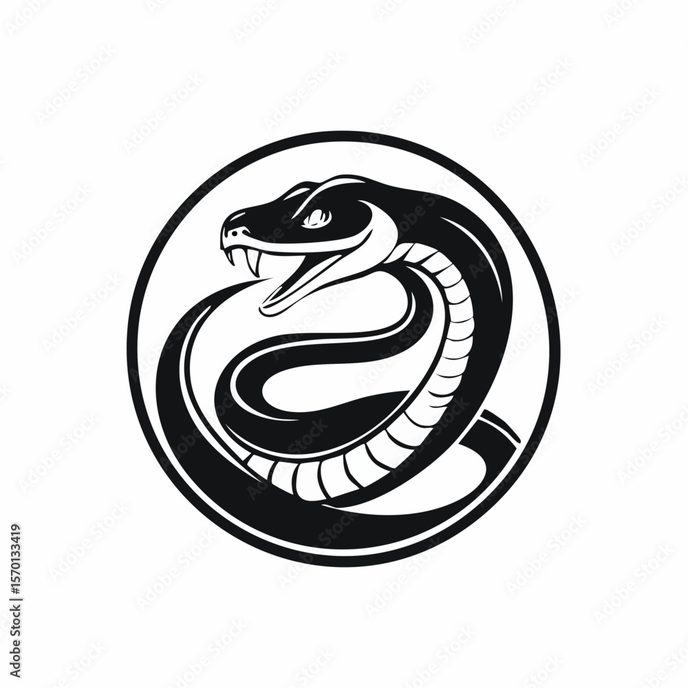 Fototapeta premium Mamba snake logo design template illustration on white background.