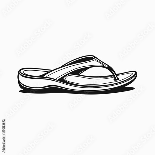 Flip-flop sandal in minimalist style with black outline design  