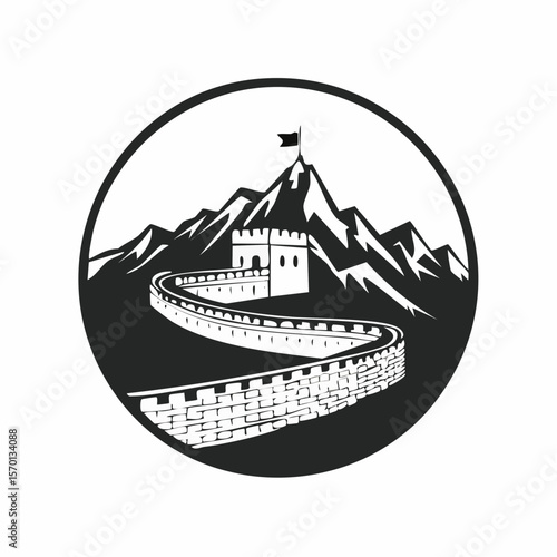 Great wall China landscape famous landmark Vector Image isolated on white background.