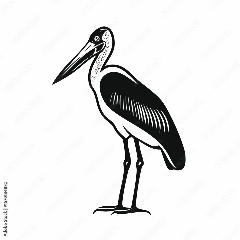 Obraz premium Marabou Stork Bird image vector On White Background Stock Vector