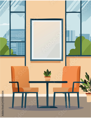 Mockup poster frame in minimalist interior
