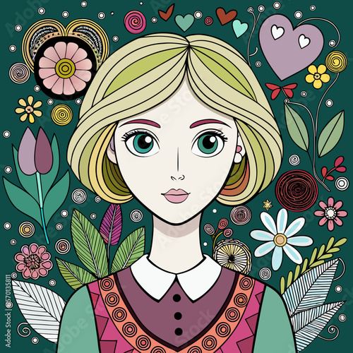 girl with flowers