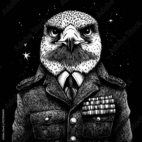 Majestic Bird in Military Uniform