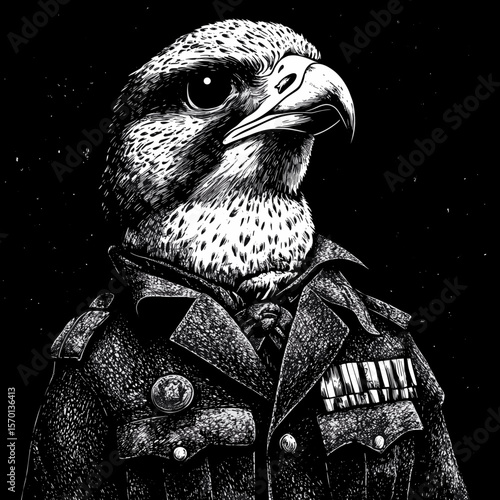 Majestic Bird in Military Uniform