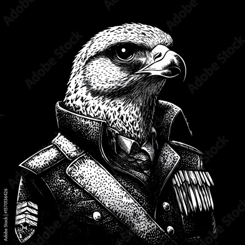 Majestic Bird in Military Uniform