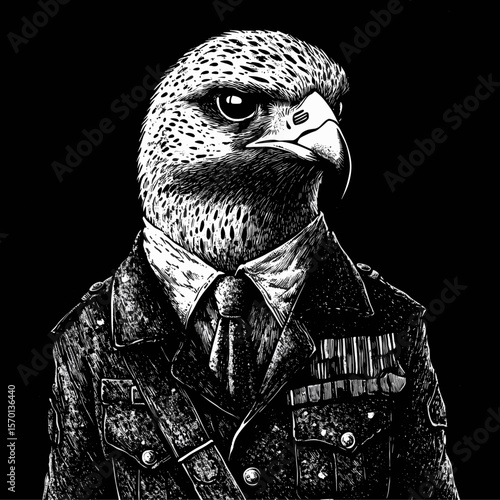 Majestic Bird in Military Uniform