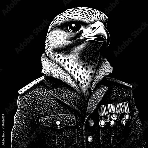 Majestic Bird in Military Uniform