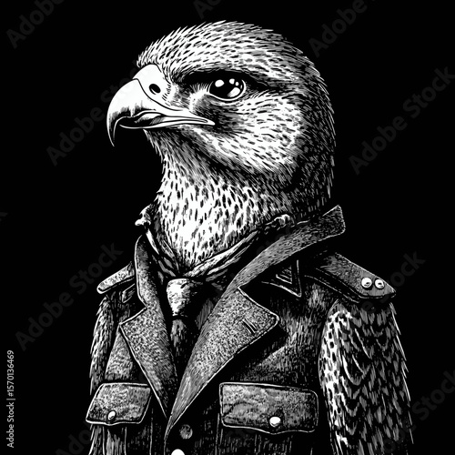 Majestic Bird in Military Uniform