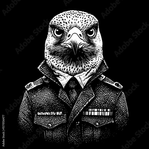Majestic Bird in Military Uniform