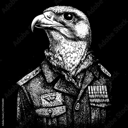 Majestic Bird in Military Uniform