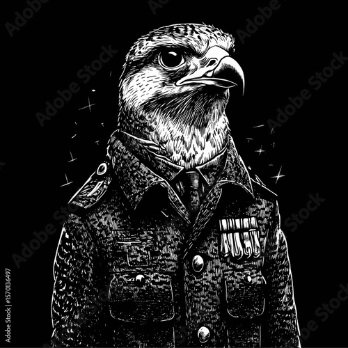 Majestic Bird in Military Uniform