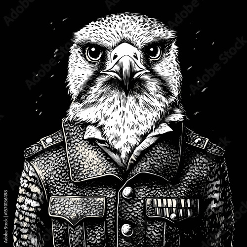Majestic Bird in Military Uniform