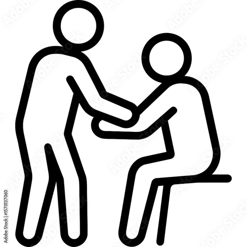 Caregiver supporting care recipient outline icon vector