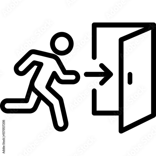 Emergency exit outline icon vector