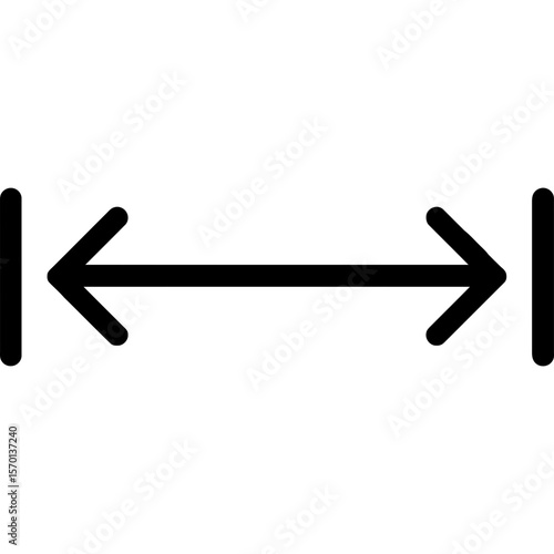 Horizontal distance width outline icon vector